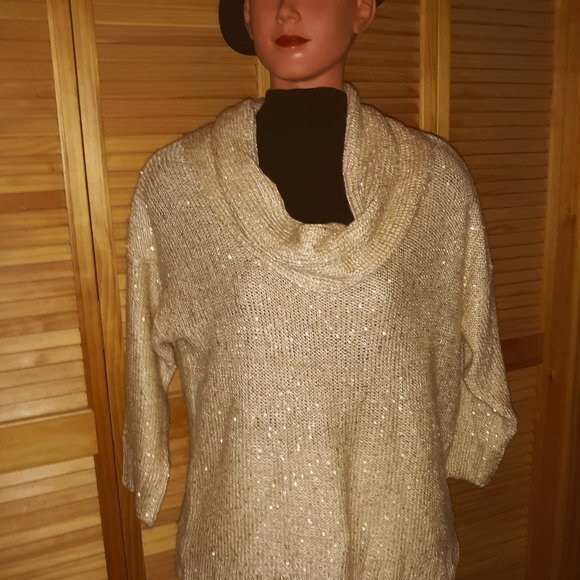 Christopher Banks Glittery  Gold Holiday Sweater - Picture 4 of 10